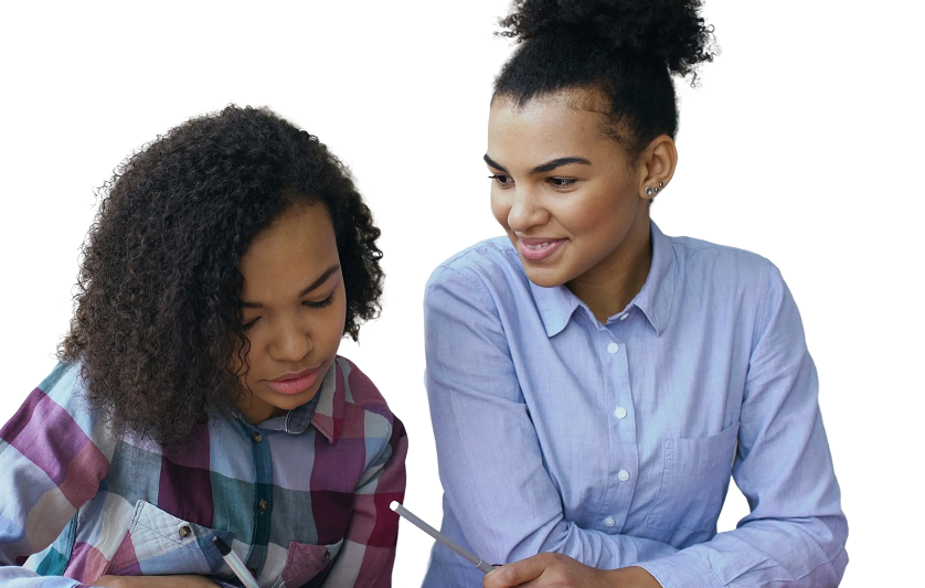 A tutor helping a student with coursework